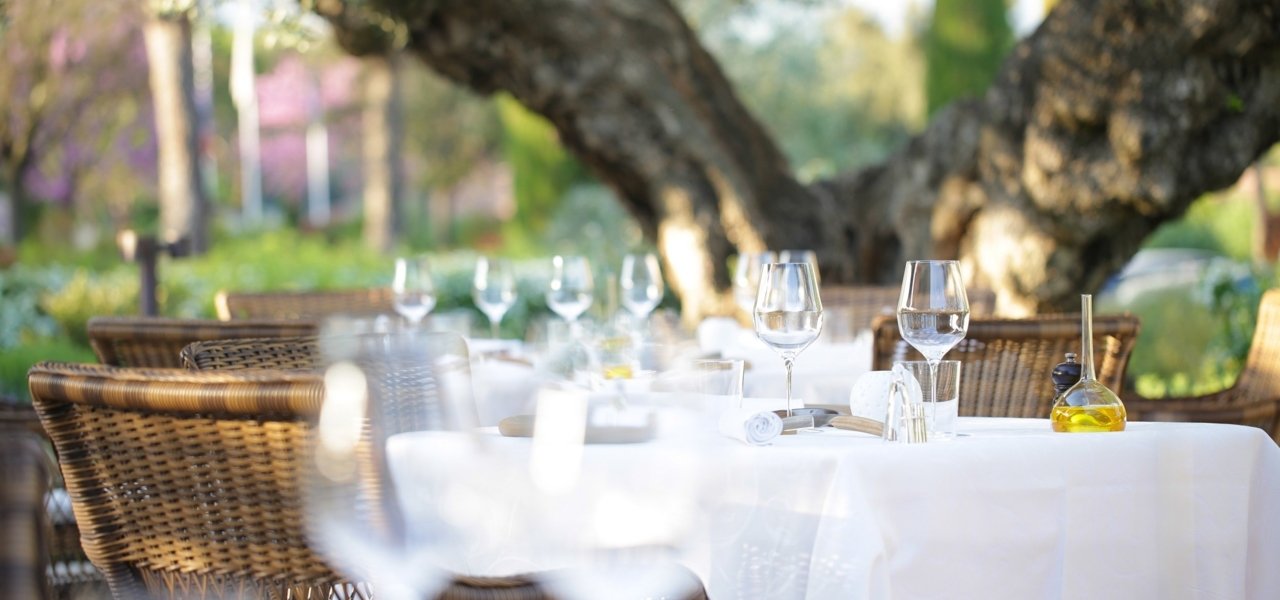 Terrace of the gastronomic restaurant of Château de Berne